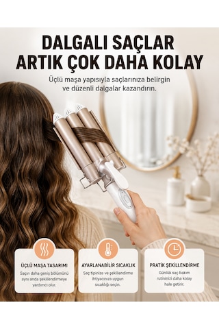 Bukle Saç Maşası Kolay Kullanım, Zindeliklı Bukleler Yüksek Isılı Yeni Nesil - Lisinya Çok Renkli