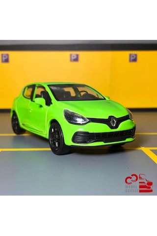 Renault Clio Rs 1/36 Ölçek Çek Bırak Diecast Yeşil Metal Model Araba Oyuncak