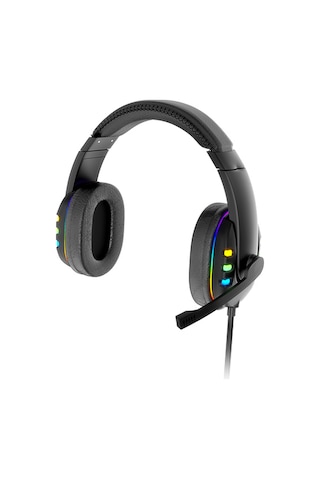 Shineyee Oyuncu Kulaklığı, 50mm Sürücü, Dış Mikrofon, Renkli Led Işık, Hızlı Ses Kontrol, 3.5mm+usb Bağlantı, Siyah