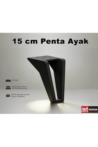 Penta 15 Cm Siyah Koltuk Baza Dolap Tv Ünitesi Yatak Odası Konsol Çocuk Ve Genç Odası Ayağı Siyah