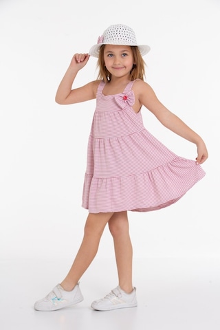 Pembe Çizgili Papyon Detaylı 6-10 Yaş Takım 2048-1 Pembe