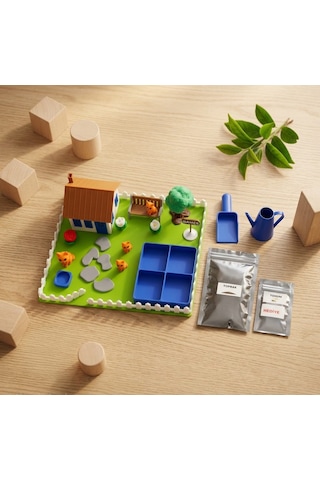Kutpia Mini Bahçe Çocuk Oyun Ve Eğitim Seti 25x19cm - Sevimli Kediler Mavi