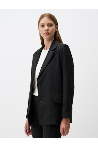 Jimmy Key Siyah Uzun Kollu Çizgili Şık Blazer Ceket 4ww010938900 Siyah