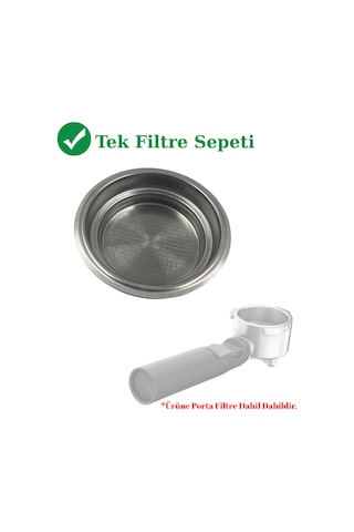 Grundig Ksm-5330 Uyumlu 51 Mm Tekli Espresso Filtre Sepeti - Yedek Çelik Süzgeç Gri
