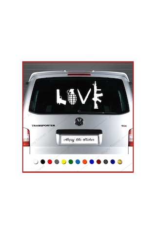 Love Aşk Sticker Silahla Love Yazısı Sticker Araç Sticker