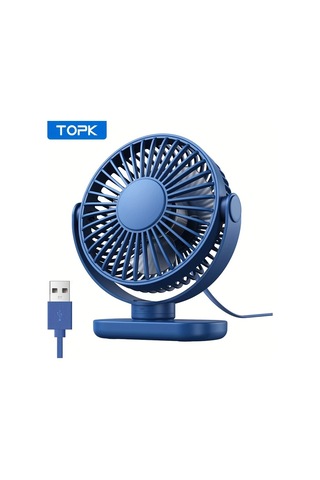 Boatshop1 Mavi Topk Kişisel Usb Klipsli Masa Fanı Fırçasız Motor Sessiz Güçlü Hava Akışı Taşınabilir Mini Fan