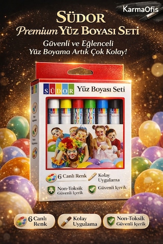 6 Renk Yüz Boyası Seti Non Toksik, Kolay Uygulanan Çocuk Ve Parti Makyaj Boyası