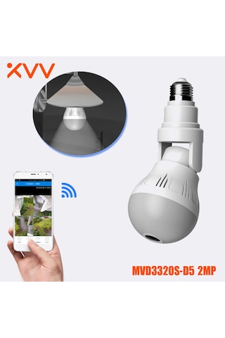 Xiaovv Ampul Şeklinde Panoramik Kamera Gözetim Güvenlik Kamerası Aydınlatma Ampulü Akıllı Ev Cihazı Kablosuz Bağlantı Uzaktan İzleme 110v-220v 2mp