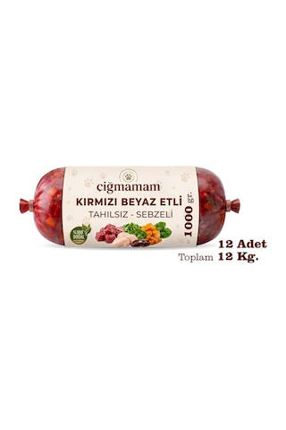 Kırmızı Ve Beyaz Etli Tahılsız Barf Köpek Maması 12 Kg - 1000 G X 12