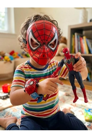 Örümcek Adam - Aksiyon Figürü, Maske Ve Projeksiyonlu Kol Saati 3'lü Oyuncak Seti Spider - Man