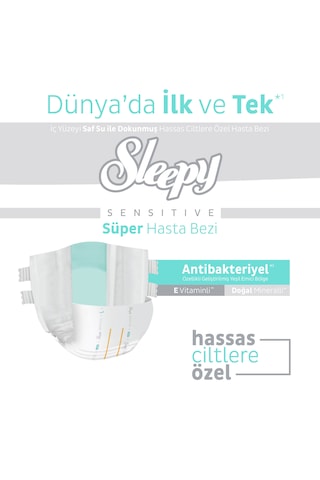 Sleepy Sensitive Antibakteriyel Süper Yetişkin Hasta Bezi Large 30x2 60 Adet L