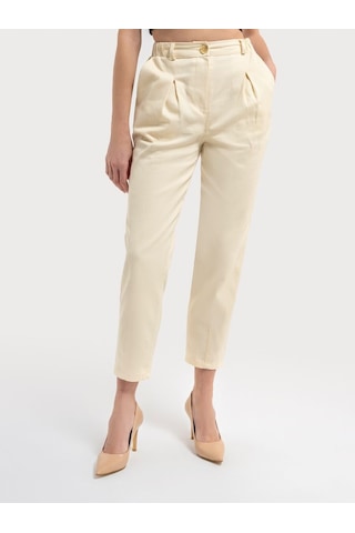 Slouchy Fit Kadın Pantolon Ekru