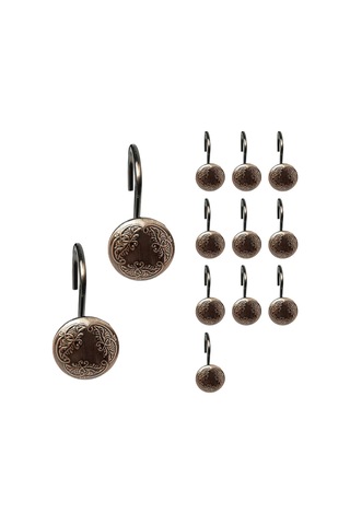 12 Adet Antik Duş Perdesi Kancası Banyo Duş Çubukları İçin Perde Halkaları Kancaları Fotoğraf Rengi Diğer