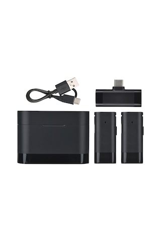 Youtek Type-c Arayüzlü İki Mikrofonlu Kablosuz Kolluk Mikrofonu, Gürültü Azaltma Fonksiyonuyla Canlı Yayın Ve Röportaj İçin Şarj Kutusuyla