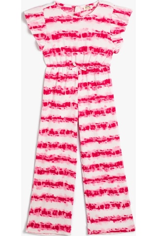 Koton Batik Tulum Yuvarlak Yaka Kolsuz Fırfırlı Pembe Desenli 4skg80012ak Pembe