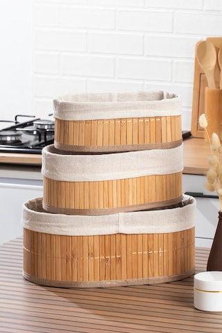 Posima 2082 Oval 3lü Pinterest Sepet Bambu Sepet Seti Dekoratif Banyo Mutfak Düzenleyici Organizeri Hasır
