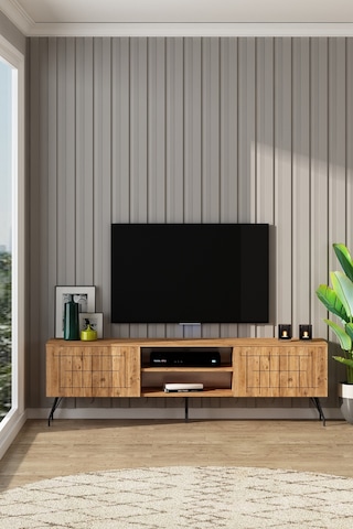 Beran Tv Ünitesi 180 Cm Raflı Düşer Kapaklı Alt Modül Atlantik Çam Atlantik Çam