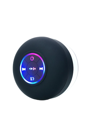Youtek Sıcak Suya Dayanıklı Ipx4 Banyo Hoparlörü - Led Işıklı Süngerli Bluetooth 5.0 Hoparlör Siyah - Kolaysağlanma Ve Tf Kart Desteğiyle