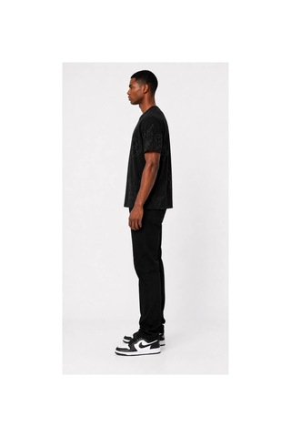 Hzr Wear %100 Pamuk Regular Fit Bisiklet Yaka Kısa Kollu Kabartma Baskılı Erkek Tişört Siyah
