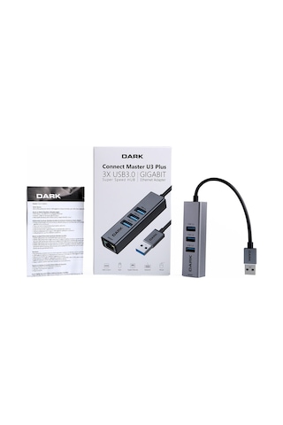 Dark Gigabit Ethernet Girişli 3 Port Usb3.0 Hub Dk Ac Usb332Gl