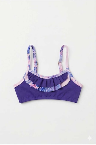 Beniizle Yaprak Desenli Kız Çocuk Bikini Takımı Mor