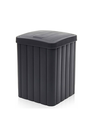 Kpmm Çizgi Desenli Banyo Çöp Kovası - Antrasit - 5 Lt Çok Renkli