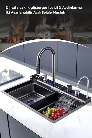 Robo Dijital Akıllı Eviye Seti Koyu Gri