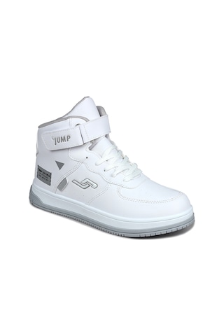 Jump 27835 Cırtlı Yüksek Bilekli Beyaz Genç Sneaker Günlük Spor Ayakkabı