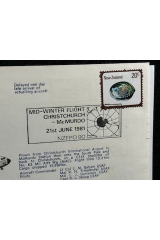 1981 Yeni Zelanda Operation Deep Freeze Cover Sgd Commander İlk Gün Zarfı Fdc Islak İmzalı  Teşhir Ürün