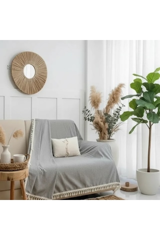 Gri Antrasit Keten Koltuk Örtüsü 170 X 220