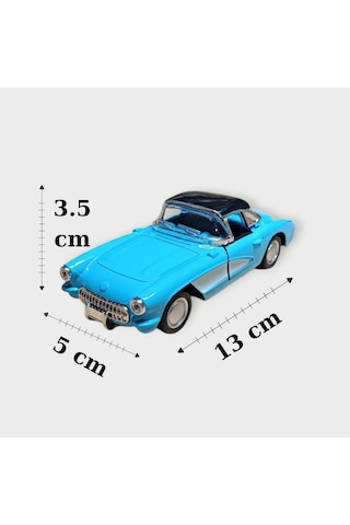 Nostaljik Metal Çek Bırak Mavi 1957 Chevrolet Corvette Araba Kapılar Açılır Diğer