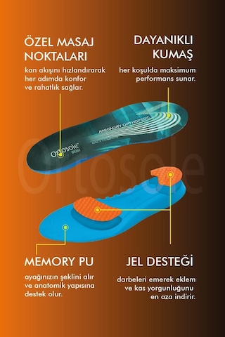 Ortosole OS204 Memory ve Jel Ortopedik, Hafızalı Yumuşak Tabanlık