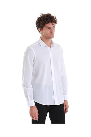 Hatemoğlu Beyaz Comfort Fit Düz 100% Pamuk Slim Yaka Uzun Kollu Spor Gömlek 24d190000008 001 Beyaz