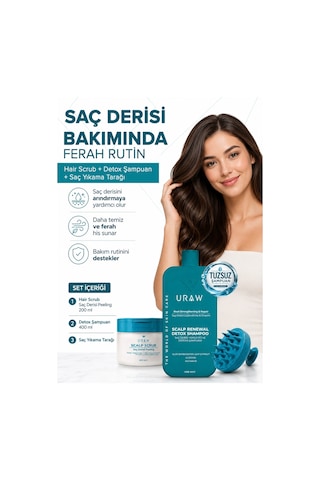 Hair Scrub Saç Derisi Peeling Seti Scrub + Detox Şampuan + Tarak Tüm Saçlar