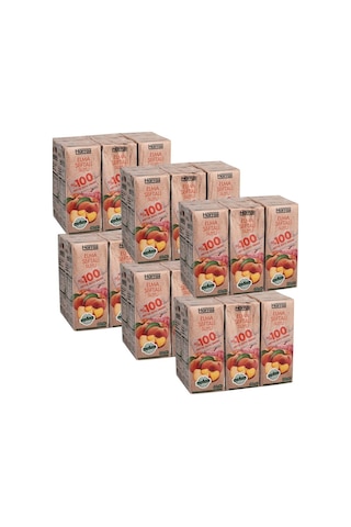 Elma Şeftali Suyu %100 Meyve Suyu Oranı Şeker Ilavesiz 36 Adet X 200 Ml