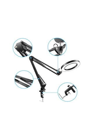 Exeo Masa Üstü Ayarlanabilir Led Işık 5X Mercekli Büyüteç Lamba