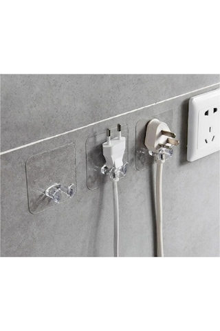 Güçlü Yapışkanlı Banyo Mutfak Ürün Priz Askılığı 2 Adet-al4268 Şeffaf