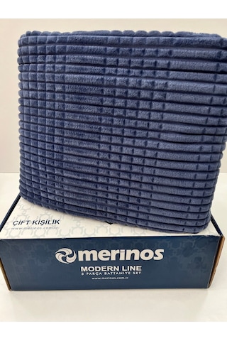 Merinos Modern Line 3 Parça Yatak Örtüsü Lacivert