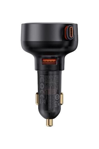 Geeksen Baseus Araba Şarj Cihazı 60w, Çekilebilir Type-c + Usb, Hızlı Şarj, Siyah Cctxp-uc