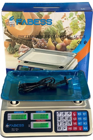 Dijital Göstergeli Elektronik Bakkal Kasap Manav Terazisi 40 Kg Antrasit - Mavi - Siyah