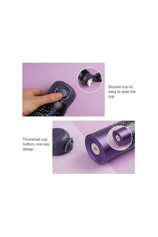 Ruicoo 500ml Paslanmaz Çelik Yıldız Desenli Termos - 24 Saat Sıcak Tutar, Sızdırmaz, Taşınabilir Mor