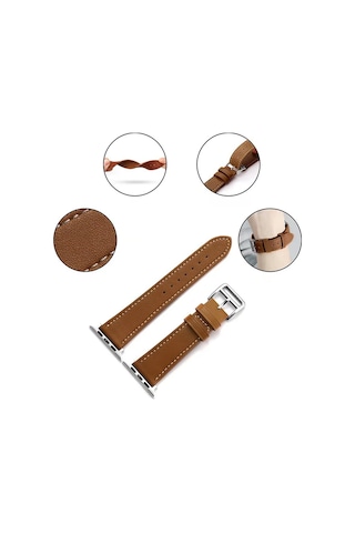 Ally Apple Watch Uyumlu 7-8 41mm 6-5-4 40mm Single Coil Deri Kayış Kordon 3-2-1 38mm- 5775