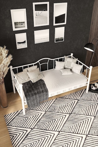 Argimo Kamelya Beyaz Sedir Metal Karyola 90 x 190