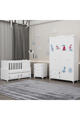 Elegant Yıldız 4 Bebek Odası Takımı - Denizci Beyaz