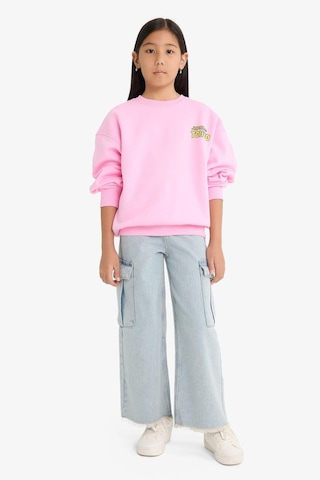 Defacto Kız Çocuk Oversize Geniş Kalıp Bisiklet Yaka Sırt Baskılı İçi Yumuşak Tüylü Sweatshirt E6781a825wnpn666 Pembe