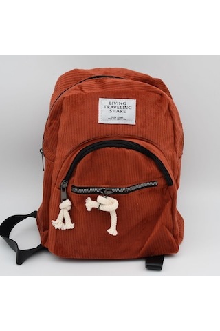 Kadın Kadife Sırt Çantası Turuncu