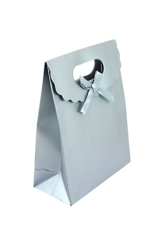 Karton Çanta. Kulplu. 38 X 27 X 15 CM. Mat Gümüş