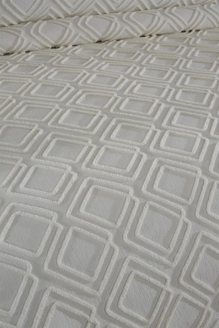 Velisa Çift Kişilik Şönil Desenli 235x250 Cm Pike Takımı Krem Krem