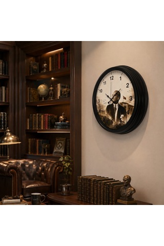 Cumhuriyet Mirası Siyah 40 X 40 Cm Metal Duvar Saati