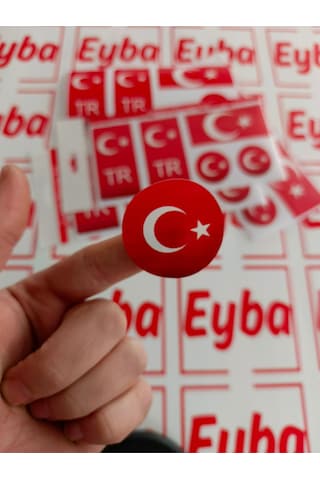 Plaka Tr Bayraklı 5 Li Set Sticker Renkli Baskı Baskes 1 Takım